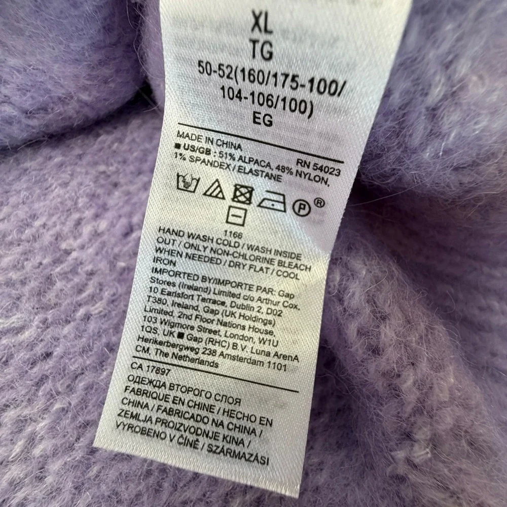 Banana Republic Alpaca Blend Turtleneck Sweater‎ Lilac Purple Oversized XL NEW